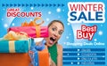 Abstract flyer for shopping on Winter Sale trade