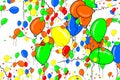 Abstract flying balloons illustrations background. Details, celebrations, set & seamless. Royalty Free Stock Photo