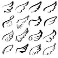 Abstract flying dove sketch set icon collection cartoon hand drawn vector illustration sketch Royalty Free Stock Photo