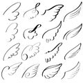 Abstract flying dove sketch set icon collection cartoon hand drawn vector illustration sketch Royalty Free Stock Photo