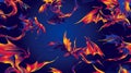 Abstract flying dragons on a dark blue background. Generative Ai Royalty Free Stock Photo