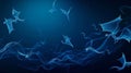 Abstract flying dragons on a dark blue background. Generative Ai Royalty Free Stock Photo