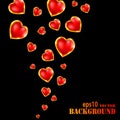 Abstract flying hearts on black background Royalty Free Stock Photo