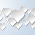 Abstract flying hearts on light blue background. Valentines day Royalty Free Stock Photo