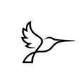Abstract flying hummingbird logo. Outline hummingbird silhouette Royalty Free Stock Photo