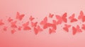 Abstract flying paper cut butterflies over pink background Royalty Free Stock Photo