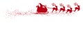 Abstract Flying Santa Claus with Reindeer Sled Vector Illustration Red Shape - Silhouette Royalty Free Stock Photo