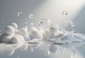 Abstract foam background featuring bubble formations and translucent spheres Royalty Free Stock Photo
