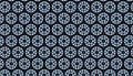 Abstract folk background with white and blue polka dots flowers on a black background Flat design