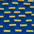 Abstract food background, pasta products on blue background