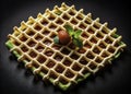 Abstract Food Photography A Deformed Grid Pattern Explores Culinary Art with a Black Background and Distorted Texture