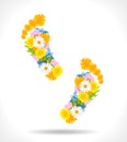 Abstract footprints composed from flowers
