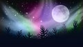 Abstract Forest Multicolored Northern Lights Aurora Borealis Sky