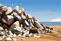 Abstract Formation of Jagged Rocks on Sandy Beach