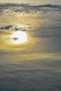 The abstract formation and texture of the clouds over and around the sun. Above the Gulf of Mexico in florida Royalty Free Stock Photo