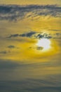 The abstract formation and texture of the clouds over and around the sun. Above the Gulf of Mexico in florida Royalty Free Stock Photo