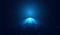 Forward light perspective on blue background digital futuristic modern hi-tech space