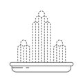 Abstract fountain. Decorative fountain. Cascade and water splash. Vector line illustration.