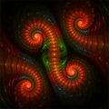 Computer digital fractal art design, abstract fractals fantastic shapes, green kaleidoscope knitted structure Royalty Free Stock Photo