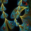 Computer digital fractal art abstract factals funny cyan extraterrestrial creatures