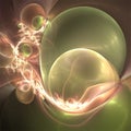 Digital computer fractal art abstract fractals delicate light green and pink bubbles Royalty Free Stock Photo