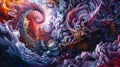 Abstract Fractal Art, Exploring Swirling, Organic Forms in Vivid Hues, a Digital Masterpiece Showcasing Intricate D