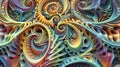 Abstract Fractal Art, Exploring Swirling Spirals and Organic Forms in Vibrant Hues, Unveiling Intricate Details and