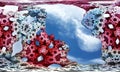Abstract fractal atmospheric architecture geometric 3d rendering. Jpeg image. Royalty Free Stock Photo