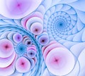 Abstract fractal background in cool shades with circles, spirals and arcs. Royalty Free Stock Photo