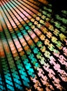 Abstract fractal background with multicolored patterned rays, fanned out on a black background. Abstract fractal background. 3d