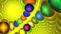 Abstract fractal bubbles. Yellow and green and orange background Royalty Free Stock Photo