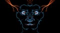 Abstract fractal colorful devil, demon head on black background. Digital illustration