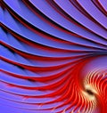 Abstract fractal computer-generated image of multicolored curves spiraling into infinity