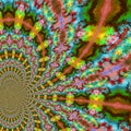 Abstract fractal diagonal kaleidoscope in rainbow colors.