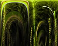 Abstract digital fractal, fantasy fiction dynamicdesign banner rendering scientific explosion