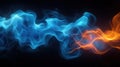 Abstract fractal flames blue, orange digital art. Fantasy design. 3D rendering. Abstract pattern. Blue, orange dynamic energy.