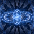 Abstract fractal floral infinity symbol background in shining blue Royalty Free Stock Photo