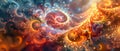 Abstract fractal patterns, colorful and intricate, dynamic design, copy space