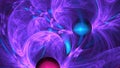 Abstract fractal purple flames and universe. Purple and blue background.