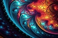 Abstract Fractal Symphony: captivating panorama of intricate fractal patterns, blending harmoniously to create a symphony