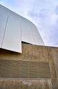 Abstract fragment of modern architecture with metal and concrete walls