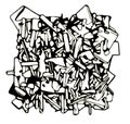 Abstract fragmented sculpture in black and white