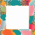 an abstract frame with colorful paint splotches on a white background