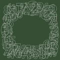 Frame of numbers on green. Random number generator
