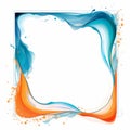 an abstract frame with orange and blue swirls