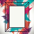 abstract frame with palm leaves and geometric shapes on a white background Royalty Free Stock Photo