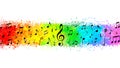 Vector Black Music Notes in Colorful Spatters and Splashes Background Royalty Free Stock Photo