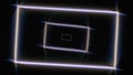 Abstract frame tunnel with lines and rectangles on black background, seamless loop. Animation. Moving hypnotically lines