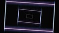 Abstract frame tunnel with lines and rectangles on black background, seamless loop. Animation. Moving hypnotically lines