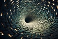 Abstract frame tunnel, wormhole, spiral grid tunnel, Generated AI